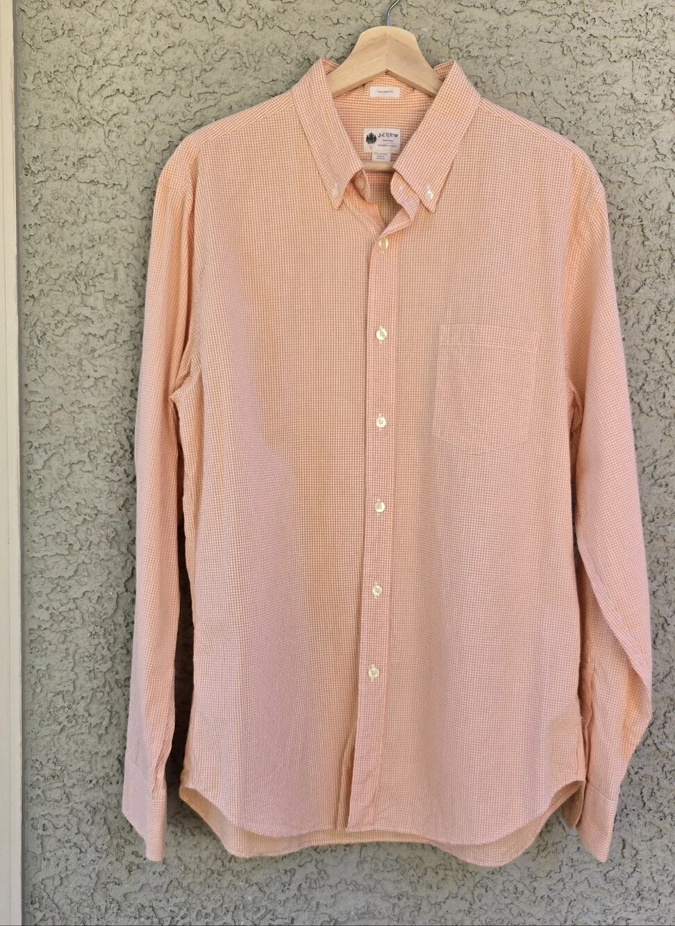 J. Crew Men’s Peach Gingham Button-Down Shirt
